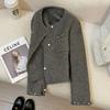 Abrigo Gris de Cachemira de Lana de Doble Cara de Alta Gama para Mujer 2025 Otoño e Invierno Nuevo Estilo Estilo Francés Elegante Chaqueta de Tweed