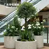 Cachepôs de terrazzo personalizados para paisagismo de ruas comerciais, cachepôs para entradas de escritórios de vendas, vasos de concreto personalizados para áreas comerciais