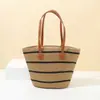 Bolso Tejido de Paja para Mujer, Bolso de Mano de Verano, Bolso Tote de Playa, Bolso de Hombro Tejido de Gran Capacidad, Bolso de Paja de Ratán, Bolso Cubo, Moderno