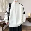 Outono e Inverno Gola Alta Zíper Tricô Novo Estilo Fio Tricotado Adolescente Solto Camada Base Quente Suéter de Tricô Tricô Casual