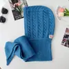 Balaclava de Lã Vermelha de Alta Qualidade para Mulheres, Chapéu e Cachecol de Lã Tricotado Quente de Inverno em Um