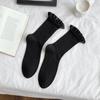 Calcetines de Encaje Nube para Mujer, Calcetines Cortos de Algodón de Doble Aguja para Primavera y Verano, Calcetines de Color Sólido para Chica Estilo Universitario JK Japonés, Calcetines de Media Pantorrilla