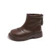 Botas Femininas da Moda Outono e Inverno Novo Estilo Botas de Couro Camurça Plus Botas Curtas Estilo Britânico para Meninas Sola Macia Botas Clássicas
