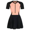 Traje de baño para chica estudiante deportiva, nuevo traje de baño de una pieza para mujer estilo falda, con cremallera, conservador, adelgazante, para vacaciones, traje de baño para mujer