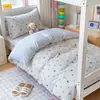 Conjunto de três peças estampado de algodão puro de alta qualidade estilo Ins para dormitório estudantil, lençol de solteiro e lençol com elástico de algodão, atraente