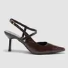 Zapatos de Tacón Alto Puntiagudos de Verano de Nuevo Estilo Transfronterizos, Tacones de Aguja de Moda Francesa, Sandalias de Espalda Descubierta para Mujer, Zapatos Versátiles y Elegantes de Punta Cerrada