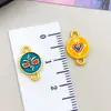 Estilo Chino DIY Oro Mate Antiguo Cinco Caminos Dios de la Riqueza Colgante Pequeño Azul Quemado Goteo de Aceite Accesorios para Pulseras Aleación de Zinc Joyería