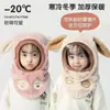 Chapéu infantil para outono e inverno, conjunto unissex de chapéu e cachecol infantil, máscara facial protetora à prova de vento, proteção para as orelhas, chapéu de pelúcia pullover