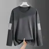 Camiseta deportiva casual para hombre de manga larga con estampado, moderna para adolescentes, adecuada para todas las estaciones, cuello redondo, top básico de manga larga