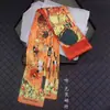 Bufanda de Seda con Cinta Pintura al Óleo de Van Gogh de Primavera y Otoño Bufanda Sencilla de Calle Europea y Americana Versátil Corbata Pequeña Bufanda de Seda
