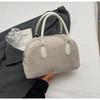 Bolso Transfronterizo para Mujer de Gran Capacidad Estilo Maillard Bowling Bag Nicho Retro Boston Piel de Ciervo Bolsa Almohada de Felpa