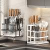 Soporte para Cuchillos Estante de Almacenamiento de Cocina Montado en Pared Sin Taladro Drenaje Soporte para Palillos Organizador de Cuchillos y Utensilios de Cocina de Escritorio para el Hogar
