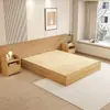 Base de cama de madera maciza, Tatami negro simple y moderno, Cama plataforma sin cabecero, A ras de suelo, para dormitorio del hogar o casa de huéspedes, Marco de listones