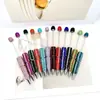 Caneta DIY com pedrarias de strass listradas retas, caneta criativa com pingente de strass para customizar, caneta de presente pesada colorida com strass em estoque