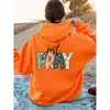 Sudadera con capucha Transfronteriza Moda Femenina Estampado Just Pray Holgada Exportación Amazon Wis