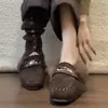 Zapatos tipo mula peludos, dulces y elegantes, cálidos y acogedores, para mujer, nueva colección otoño/invierno 2026, con detalles peludos y una hebilla metálica, estilo fácil de poner