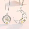 Dia dos Namorados Dia e Noite Estrelas Amor Estrela Lua Pingente Colar de Casal Lua Agradável Antiga Pingente de Coração