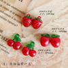 Pendientes de resina de simulación japonesa, bonitos, de color transparente, fresa, manzana y cereza, hechos a mano, accesorios de material para pendientes.