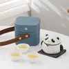 Panda Express Taza Juego de Té para Viaje al Aire Libre Traje Portátil Una Olla Tres Tazas de Mano Cerámica de Té Regalo de Gama Alta