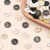 Botones tallados de concha natural de dos agujeros, Botones sencillos en blanco y negro de nácar para camisas y trajes, Accesorios para prendas al por mayor desde el fabricante