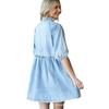 Amazon Cross-Border 2025 Primavera e Verão Novo Vestido Jeans de Manga Três Quartos Europeu e Americano Solto Fino Saia Camisa Roupas Femininas
