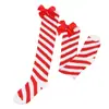 Calcetines Transfronterizos con Lazo Navideño, Rayas de Caramelo, Rayas Diagonales Blancas y Rojas, Calcetines Hasta la Rodilla, Accesorios para Fiesta de Baile, Suministro Directo de Fábrica