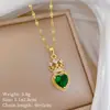 [Aço Titânio] Colar Elegante Estilo Palácio de Luxo Esmeralda Full-Diamond para Mulheres Corrente Versátil para Clavícula Corrente de Aço Titânio