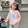 Camiseta Infantil de Algodão Puro com Desenho 2026 Primavera/Outono Nova Blusa Menina Bebê Manga Longa Camisa Base Estilosa para Menina
