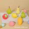 Xuanzi Novo Produto Caixa com 4 Compartimentos em Formato de Fruta para Esponjas de Maquiagem, Uso Duplo para Aplicação Seca e Úmida, Esponja de Pera e Abacate