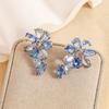 Seiko Crystal Light Luxo Alto Sentido Comércio Exterior Fábrica Azul e Branco Irregular Flor Forma Brincos Brincos Mulheres Atacado