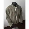 Chaqueta Harrington de Lona Lavada Estilo Retro Americano Nueva para Hombre de Primavera y Otoño, Corte Holgado con Diseño de Cuello Alto, Chaqueta Casual