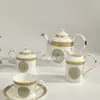 Conjunto de Café Cerâmico Estilo Europeu Transfronteiriço Xícara de Café de Luxo Leve Vintage Conjunto para Chá da Tarde Britânico Embalado em Caixa de Presente