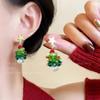 Pendientes asimétricos de Papá Noel con diseño de nicho, de la serie navideña transfronteriza europea y americana, de gran venta, con diseño de árbol de Navidad colorido.