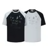 Camiseta Raglán de Algodón Puro para Hombre con Estampado de Estrellas Vintage Lavado, Nuevo Estilo de Verano, Top Casual Holgado Retro Americano