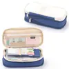 Bolsa de lápis de grande capacidade resistente à sujeira, bolsa de armazenamento de artigos de papelaria criativos para estudantes, bolsa de lápis com cores combinando para macaron, caixa de papelaria