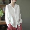 Camisa Feminina Verão 2022 Nova Artística Algodão Linho Casaco com Capuz Feminino Solto Casual Fino Protetor Solar Camisa de Manga Comprida