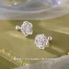 925 Sterling Silver Needle Camellia Ear Stud 2024 Novo Explosivo Luz Luxo High-end Sense Brincos Nicho Brincos Femininos