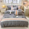 Set de cuatro piezas de algodón lijado grueso estilo Ins Algodón fresco Agradable para la piel Desnudo Sábana para dormir Funda de edredón Juego de tres piezas Ropa de cama