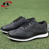 Sapatos de golfe masculinos explosivos, xadrez, à prova d'água, estilo britânico, antiderrapantes, resistentes ao desgaste, tamanho grande, respiráveis, sapatos casuais