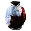 Suéter para hombre, superventas, con estampado digital 3D de lobo animal, informal, con capucha y estampado de moda.