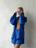 Traje de Cardigan de Algodón y Lino de Manga Larga con Shorts Transfronterizo 2025 Ropa Exterior de Primavera y Verano Traje Casual de Color Sólido Simple Estilo Europeo y Americano para Mujer
