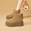 Botas Cortas Cálidas de Borrego Grueso con Suela Gruesa, de Moda Casual Versátil de Caña Baja, con Cierre Trasero, Invierno 2026, Botas de Moda para Mujer