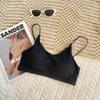 Camisola de color liso para mujer, una pieza, almohadilla de látex fija en el pecho, base, prenda exterior, anti-exposición, rayón, espalda hermosa, envuelta en el pecho, mujeres