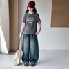 Ropa de Otoño para Niñas Capa Base 2026 Nuevo Estilo Sudadera Elegante Infantil Primavera/Otoño Ropa Grande Niño Falso Dos Piezas Manga Larga Bloque de Color Top
