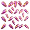 Rombos Multifacéticos Estéreo 3D Metal Galvanizado Brillo Manicura Moda Estilo Ins Europeo y Americano Uñas Redondas Almendra Serie Rosa