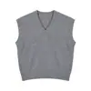 Chaleco de punto gris estilo academia primavera otoño invierno principios de otoño camisa para superponer conjunto de dos piezas suéter sin mangas