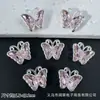 Mariposa Hueca con Diamante Incrustado de Cuatro Agujeros Zircón DIY Pulsera de Cuentas Hecha a Mano Collar Cuentas Espaciadoras Accesorio Mariposa Irregular