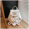 Mochila de Lona Transfronteriza Moda Femenina Nicho Estudiante Bolsa Escolar Estilo Coreano Bolso Cubo Mochila de Viaje de Alto Valor