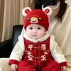 Gorro Rojo para Bebé Otoño e Invierno Cálido Engrosado Tejido de Lana Gorro de Punto para Niño y Niña Bebé Festivo de Año Nuevo Gorro de Deslizamiento