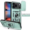 Adecuado para iPhone 17Pro 17E 16Pro Funda Protectora con Ventana Deslizante Apple 15 14 13 12 11 Funda con Soporte